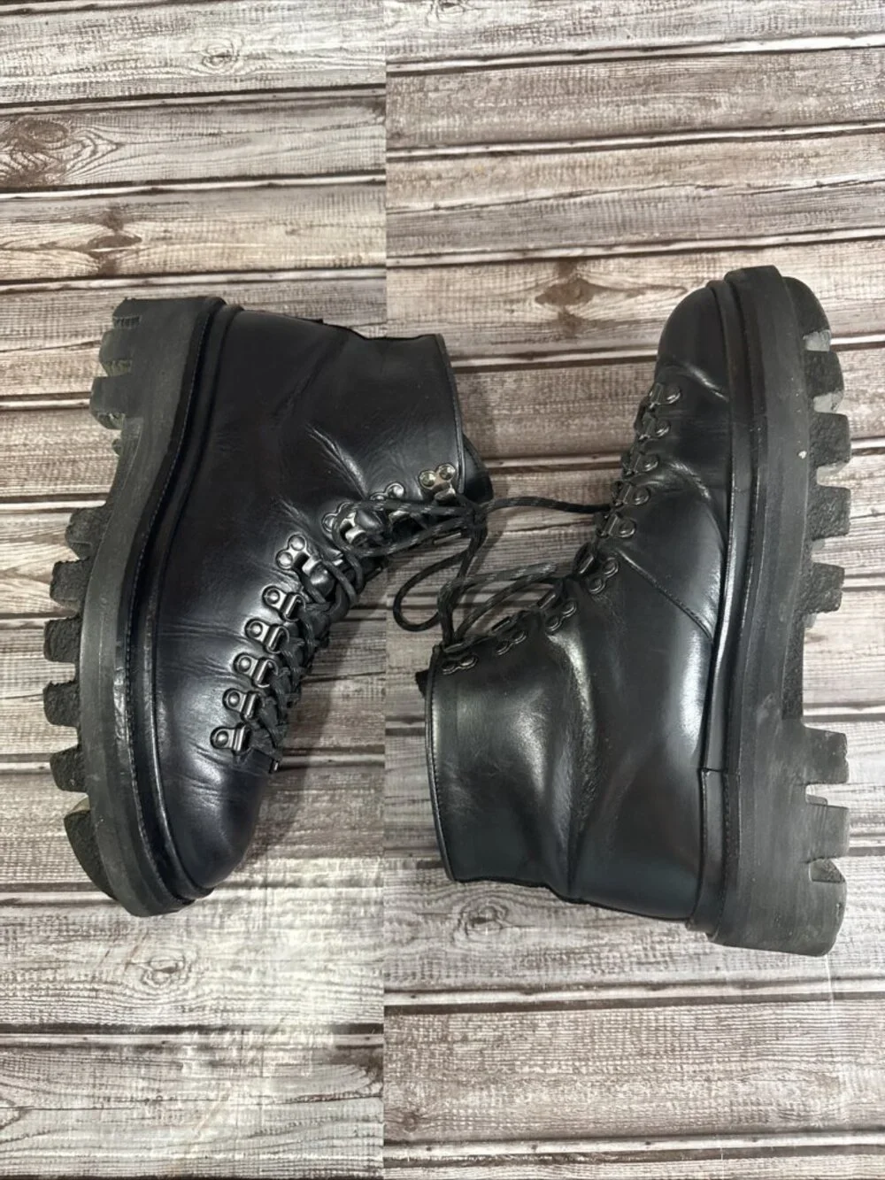All Saints isaac chunky hiking boots Sz 43 EU 10 US Color Black Mspr 349 Leather